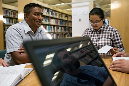 Students studying in the library